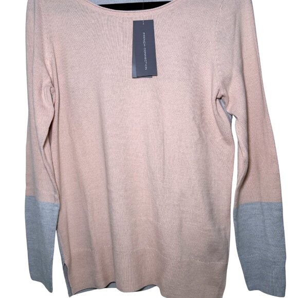 French Connection Peach & Gray Color Block Long Sleeve Sweater Women Medium NEW - Picture 3 of 6